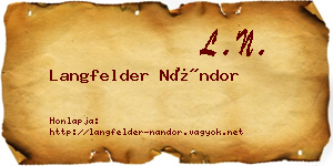 Langfelder Nándor névjegykártya